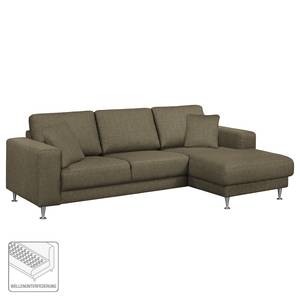 Ecksofa Arietta II Strukturstoff Havanna - Longchair davorstehend rechts