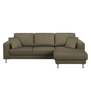 Ecksofa Arietta II Strukturstoff Havanna - Longchair davorstehend rechts