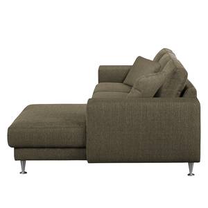 Ecksofa Arietta II Strukturstoff Havanna - Longchair davorstehend rechts