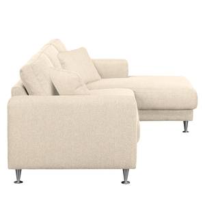 Ecksofa Arietta II Strukturstoff Hellbeige - Longchair davorstehend rechts