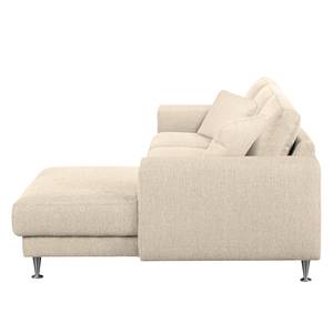 Ecksofa Arietta II Strukturstoff Hellbeige - Longchair davorstehend rechts