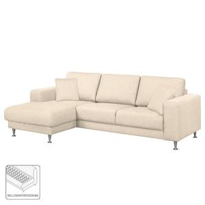 Ecksofa Arietta II Strukturstoff Hellbeige - Longchair davorstehend links