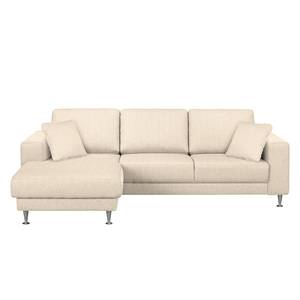 Ecksofa Arietta II Strukturstoff Hellbeige - Longchair davorstehend links