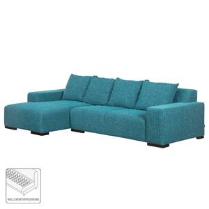 Ecksofa Arrimal Strukturstoff Türkis Longchair/Ottomane davorstehend links