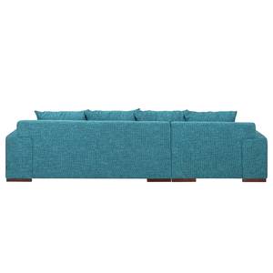 Ecksofa Arrimal Strukturstoff Türkis Longchair/Ottomane davorstehend links