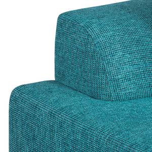 Ecksofa Arrimal Strukturstoff Türkis Longchair/Ottomane davorstehend links