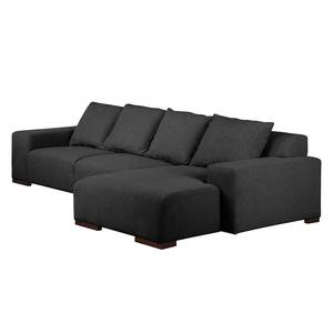 Ecksofa Arrimal I Webstoff Longchair/Ottomane davorstehend rechts - Schwarz