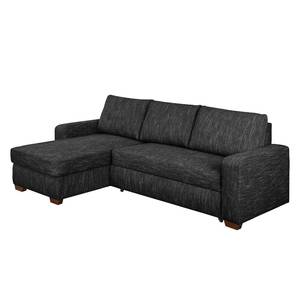 Ecksofa Arveda (mit Schlaffunktion) Strukturstoff - Schwarz - Longchair davorstehend links