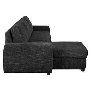 Ecksofa Arveda (mit Schlaffunktion) Strukturstoff - Schwarz - Longchair davorstehend links