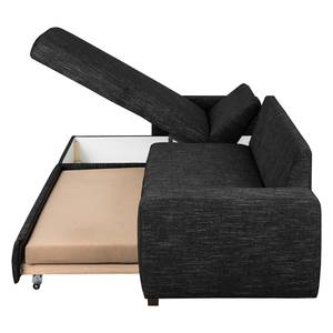 Ecksofa Arveda (mit Schlaffunktion) Strukturstoff - Schwarz - Longchair davorstehend links