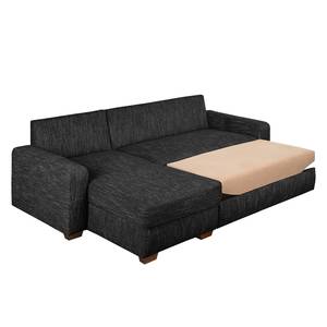 Ecksofa Arveda (mit Schlaffunktion) Strukturstoff - Schwarz - Longchair davorstehend links