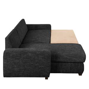 Ecksofa Arveda (mit Schlaffunktion) Strukturstoff - Schwarz - Longchair davorstehend links