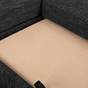 Ecksofa Arveda (mit Schlaffunktion) Strukturstoff - Schwarz - Longchair davorstehend links