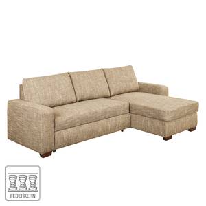 Ecksofa Arveda (mit Schlaffunktion) Strukturstoff - Beige - Longchair davorstehend rechts