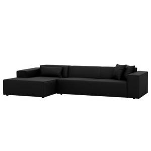 Ecksofa Atlanta Echtleder Echtleder Gad: Schwarz - Longchair davorstehend links