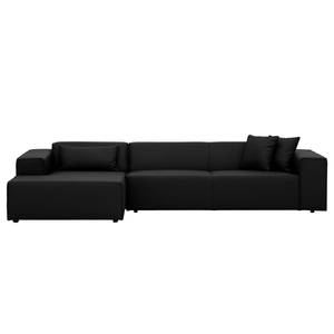 Ecksofa Atlanta Echtleder Echtleder Gad: Schwarz - Longchair davorstehend links