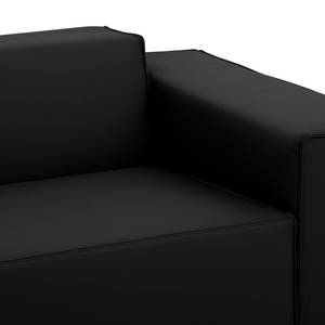 Ecksofa Atlanta Echtleder Echtleder Gad: Schwarz - Longchair davorstehend links