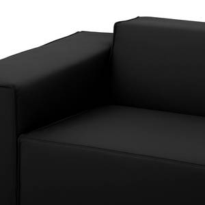 Ecksofa Atlanta Echtleder Echtleder Gad: Schwarz - Longchair davorstehend rechts