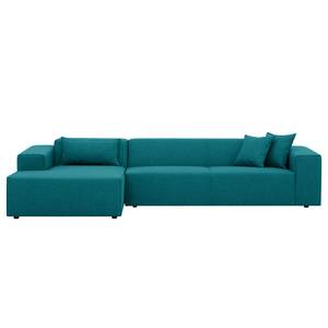 Canapé d'angle Atlanta Tissu Tissu Ramira : Turquoise - Méridienne courte à gauche (vue de face)