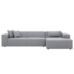 Ecksofa Atlanta Webstoff Stoff Ramira: Silber - Longchair davorstehend rechts