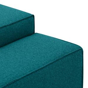 Hoekbank Atlanta geweven stof Stof Ramira: Turquoise - Longchair vooraanzicht links