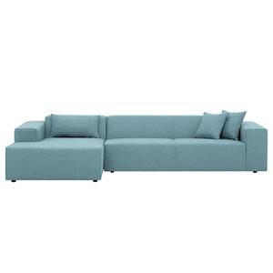 Ecksofa Atlanta Webstoff Stoff Selva: Hellblau - Longchair davorstehend links