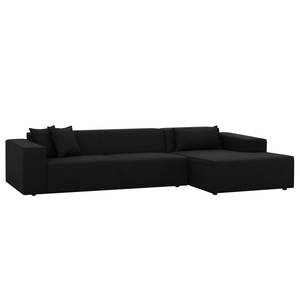 Ecksofa Atlanta Webstoff Stoff Selva: Anthrazit - Longchair davorstehend rechts