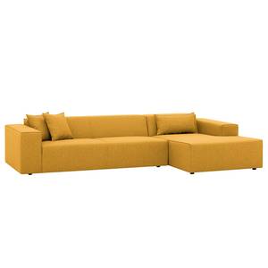 Ecksofa Atlanta Webstoff Stoff Selva: Senfgelb - Longchair davorstehend rechts