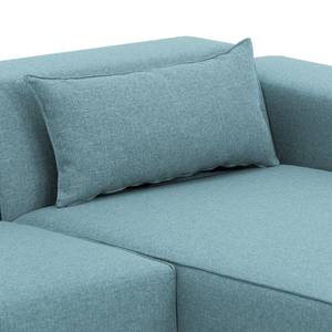 Ecksofa Atlanta Webstoff Stoff Selva: Hellblau - Longchair davorstehend rechts