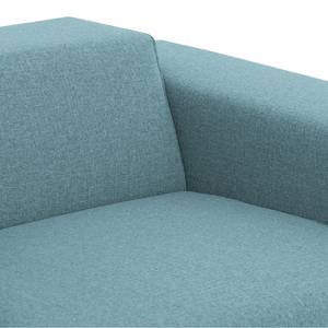 Canapé d'angle Atlanta Tissu Tissu Selva : Bleu clair - Méridienne courte à droite (vue de face)
