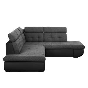 Ecksofa Moco II (mit Schlaffunktion) Webstoff - Schwarz / Anthrazit - Longchair davorstehend rechts