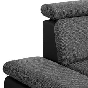 Ecksofa Moco II (mit Schlaffunktion) Webstoff - Schwarz / Anthrazit - Longchair davorstehend rechts