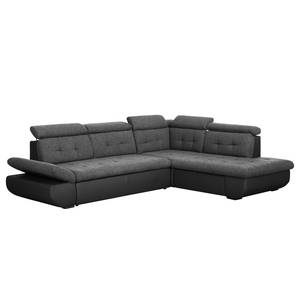 Ecksofa Moco II (mit Schlaffunktion) Webstoff - Schwarz / Anthrazit - Longchair davorstehend rechts