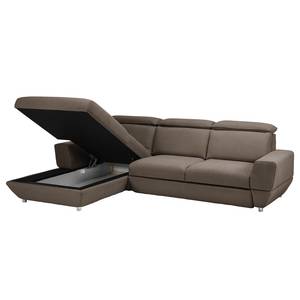 Ecksofa Bagley Webstoff mit Schlaffunktion - Congo Grau - Longchair davorstehend links