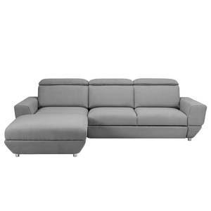 Ecksofa Bagley Webstoff mit Schlaffunktion - Granit - Longchair davorstehend links