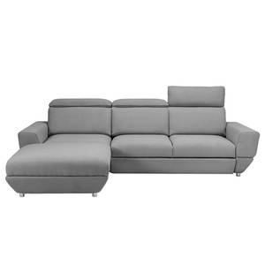 Ecksofa Bagley Webstoff mit Schlaffunktion - Granit - Longchair davorstehend links