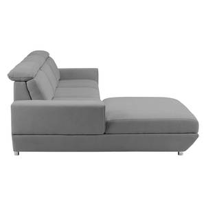 Ecksofa Bagley Webstoff mit Schlaffunktion - Granit - Longchair davorstehend links