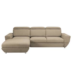 Ecksofa Bagley Webstoff mit Schlaffunktion - Sand - Longchair davorstehend links