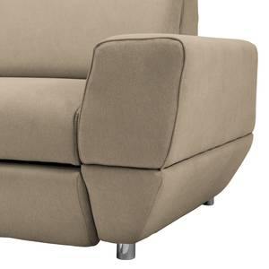 Ecksofa Bagley Webstoff mit Schlaffunktion - Sand - Longchair davorstehend links