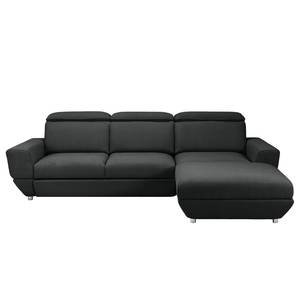 Ecksofa Bagley Webstoff mit Schlaffunktion - Anthrazit - Longchair davorstehend rechts