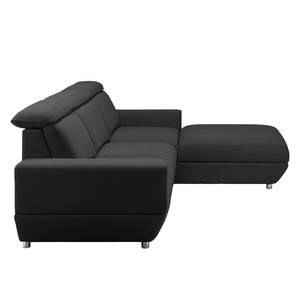 Ecksofa Bagley Webstoff mit Schlaffunktion - Anthrazit - Longchair davorstehend rechts