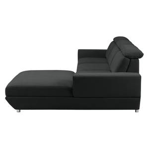 Ecksofa Bagley Webstoff mit Schlaffunktion - Anthrazit - Longchair davorstehend rechts