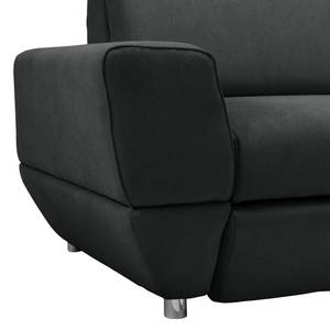 Ecksofa Bagley Webstoff mit Schlaffunktion - Anthrazit - Longchair davorstehend rechts