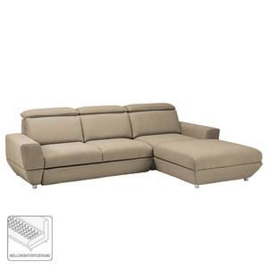 Ecksofa Bagley Webstoff mit Schlaffunktion - Sand - Longchair davorstehend rechts