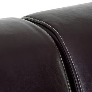 Canapé d'angle Ballina Cuir véritable - Marron foncé - Méridienne courte à droite (vue de face)