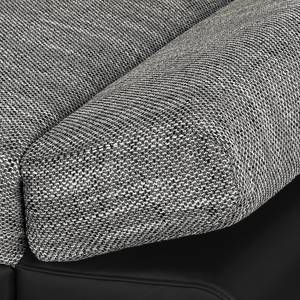Canapé d'angle Bandya Imitation cuir / Tissu structuré - Noir / Gris - Méridienne longue à gauche (vue de face) - Fonction couchage