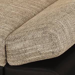 Ecksofa Bandya Kunstleder / Strukturstoff - Dunkelbraun / Beige - Ottomane davorstehend links - Keine Funktion