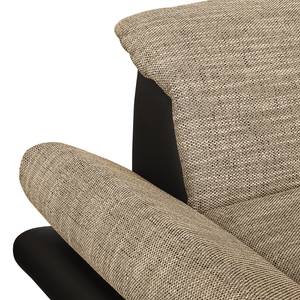 Ecksofa Bandya Kunstleder / Strukturstoff - Dunkelbraun / Beige - Ottomane davorstehend rechts - Schlaffunktion