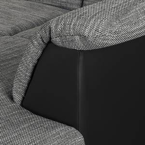Canapé d'angle Bandya Imitation cuir / Tissu structuré - Noir / Gris - Méridienne longue à droite (vue de face) - Sans fonction
