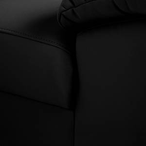 Canapé d'angle Barletta (convertible) Cuir synthétique noir - Méridienne à gauche (vue de face)